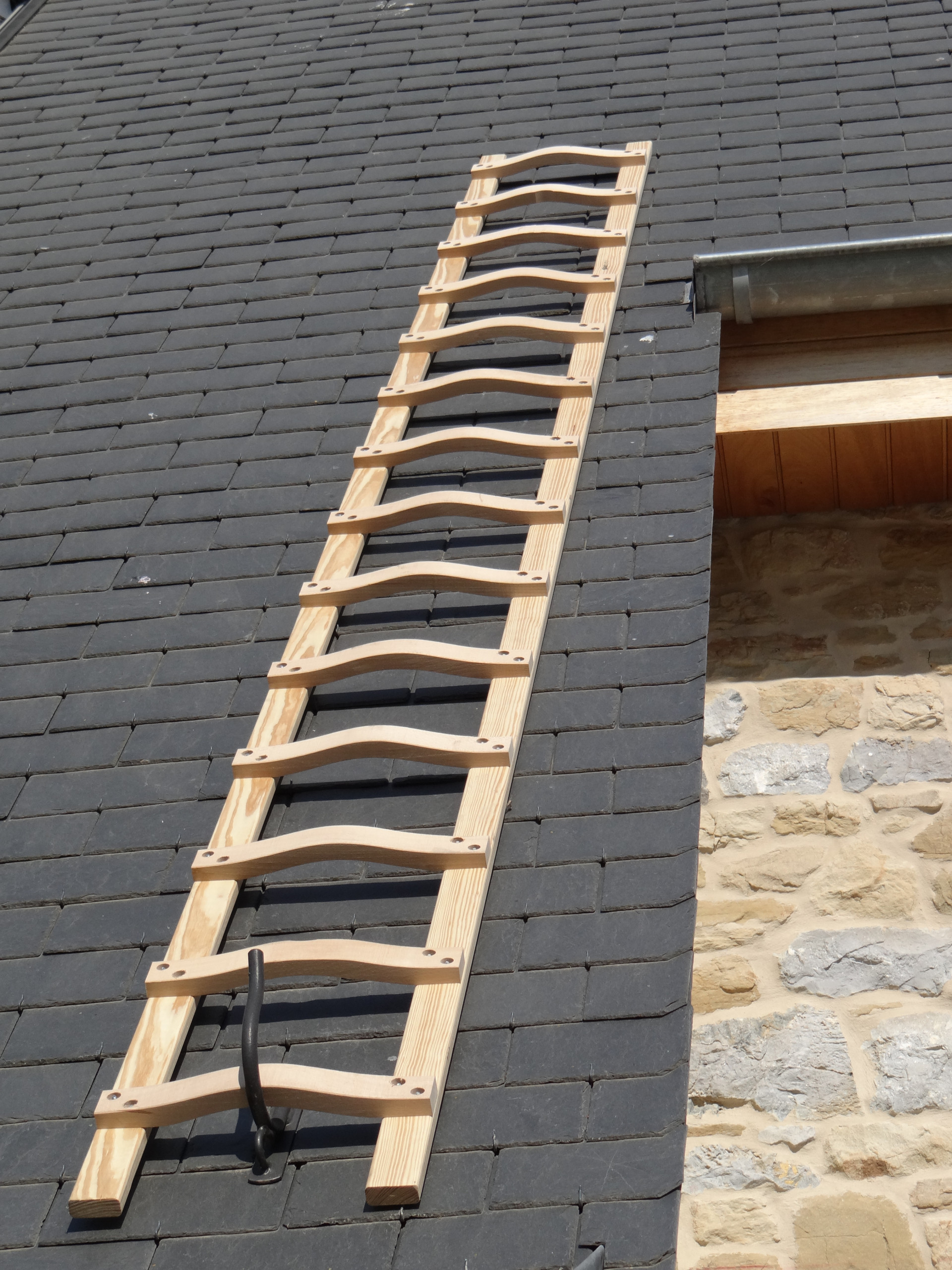Echelle de toit en bois - Kit 8m (4m+ 4m + jonction)